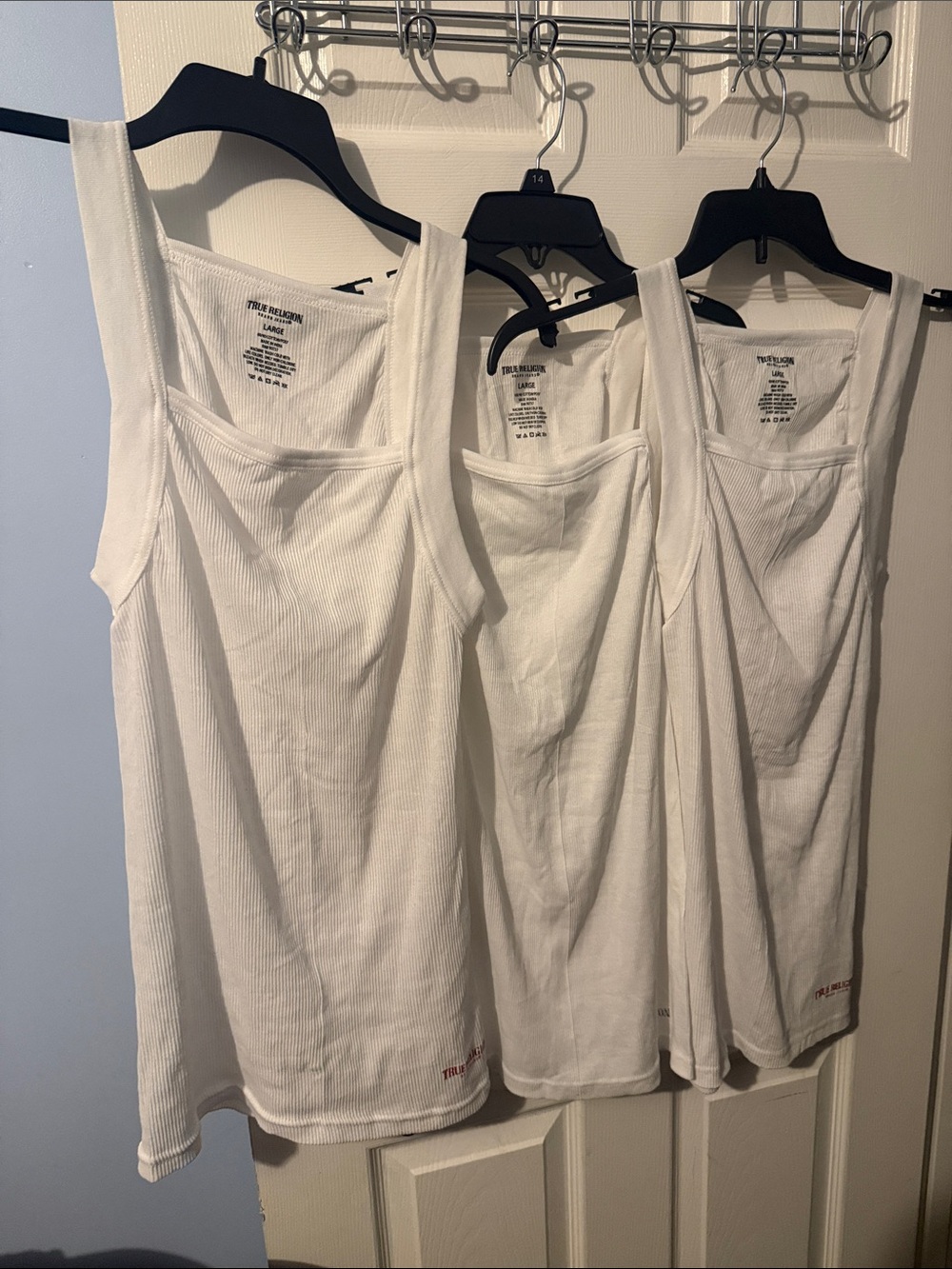 NWT True Religion White Ribbed Tank Top square Neck white